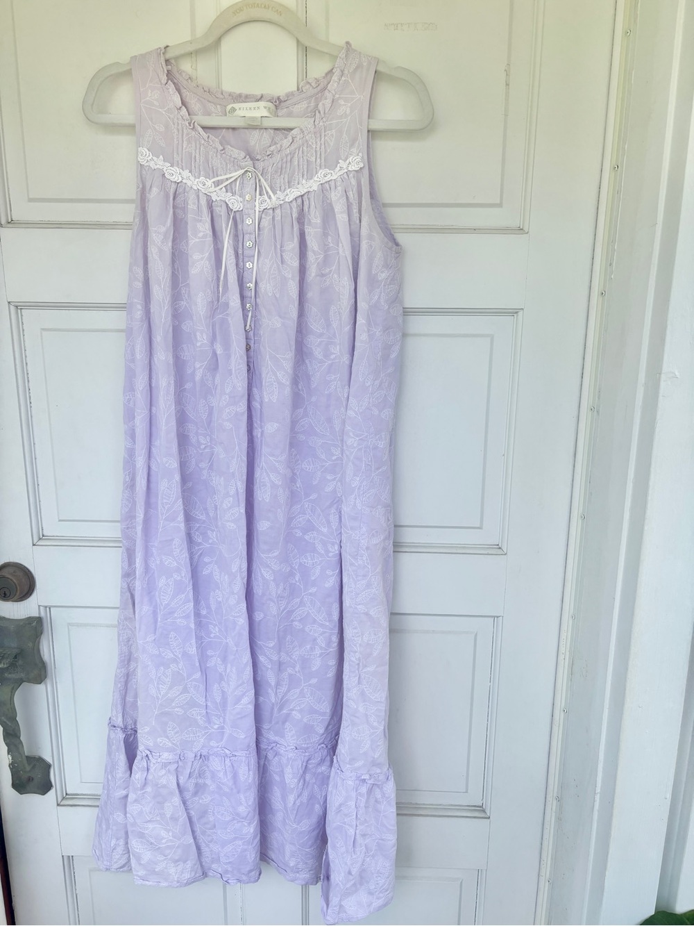 Vintage Eileen West Lavender Floral Cotton Nightgown Cottagecore Prairie Dress S - Picture 2 of 10